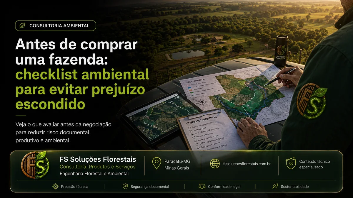 Antes de comprar uma fazenda: checklist ambiental para evitar prejuízo escondido
